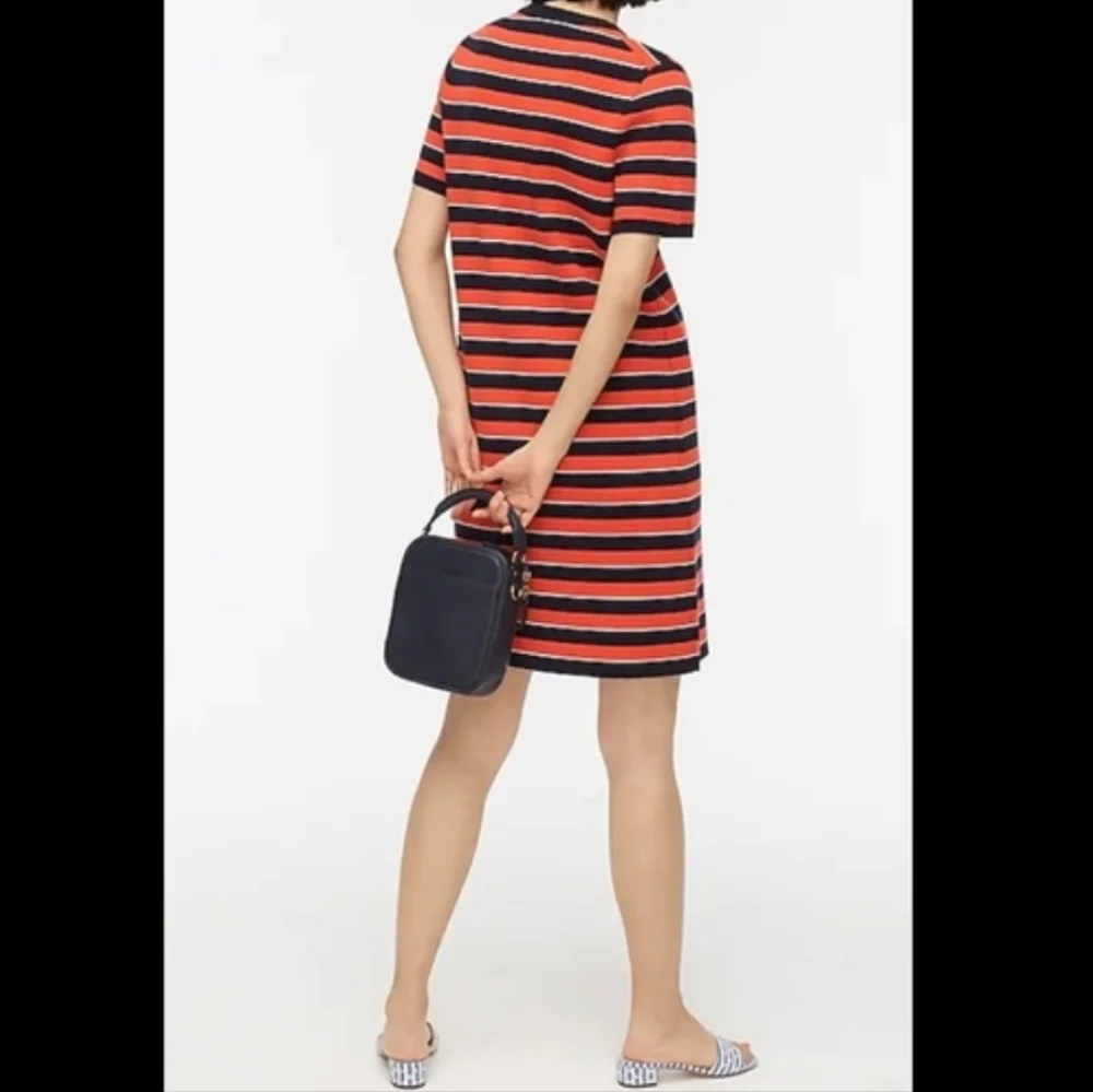 J.Crew Stripe Short Sleeve Merino Wool Sweater Dress, Size L - Picture 10 of 10